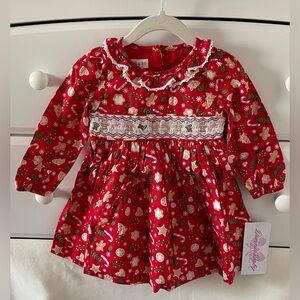 Bonnie Baby Red Dress 18M – Gingerbread Print – 2-Piece – NWT